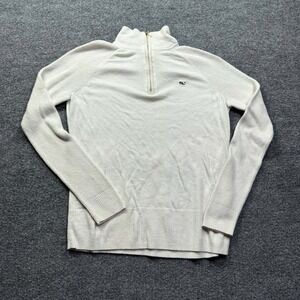 Vineyard Vines Sweater Women Small Cream Pullover 1/4 Zip Knitwear Casual Preppy
